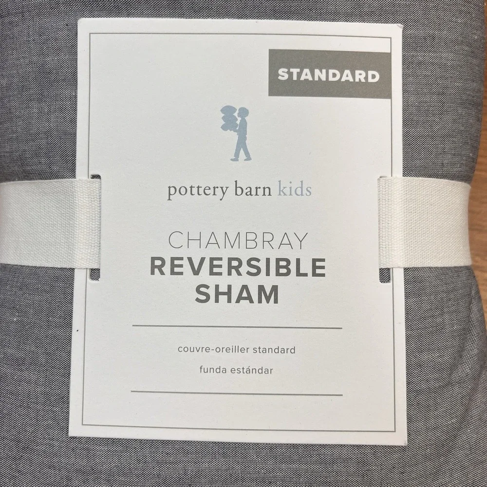Pottery Barn Kids Chambray Reversible Pillow Sham Standard, One Piece NEW‎